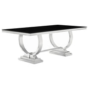 Antoine Rectangular 95-inch Glass Top Dining Table Black - 107871