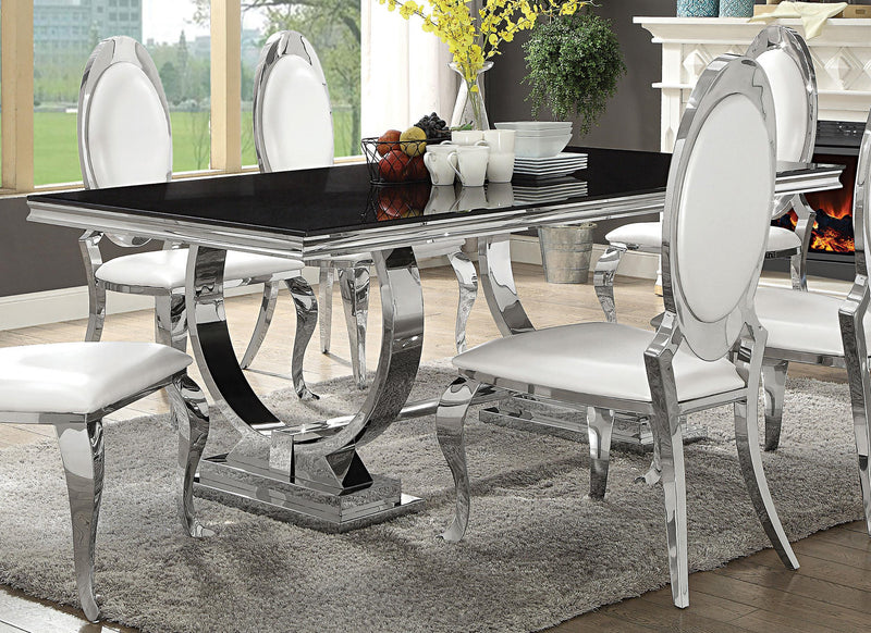 Antoine Rectangular 95-inch Glass Top Dining Table Black - 107871