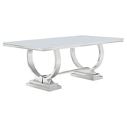 Antoine Rectangular 95-inch Glass Top Dining Table White - 108811