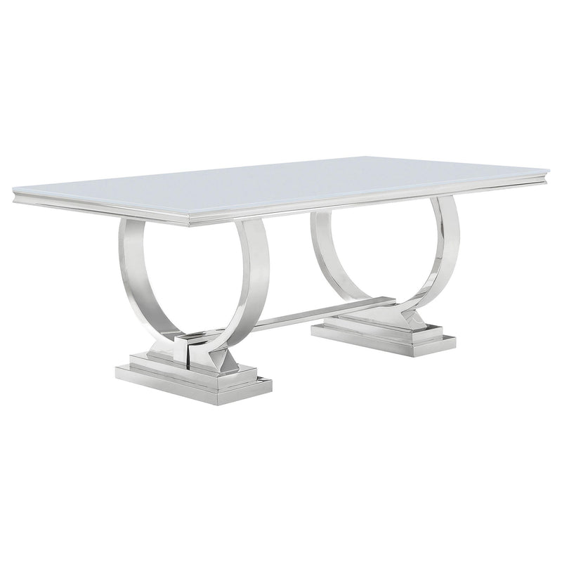 Antoine Rectangular 95-inch Glass Top Dining Table White - 108811