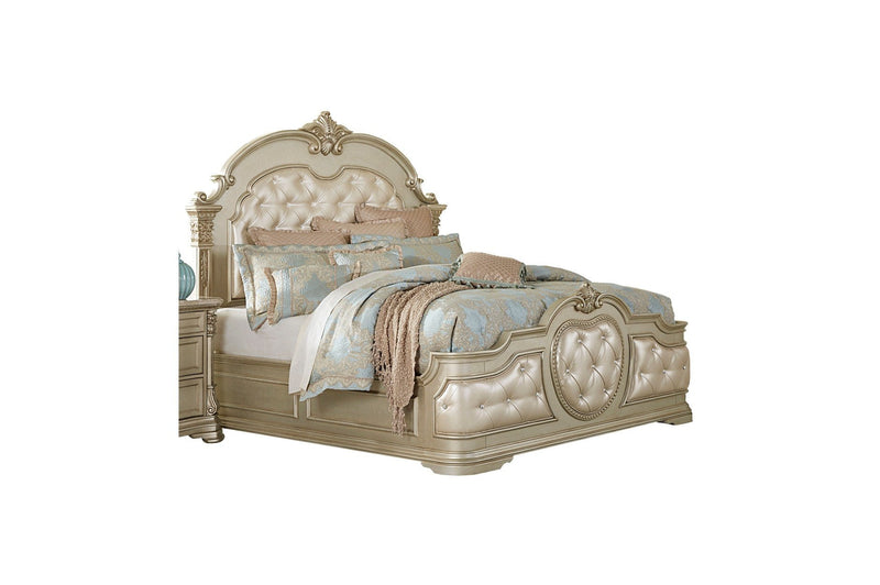 Antoinetta Champagne Queen Panel Bed - Gate FurnitureQueen Bed