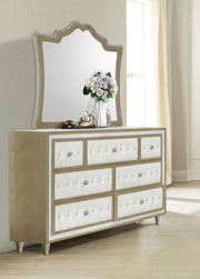 Antonella 7-drawer Upholstered Dresser with Mirror Ivory - 223523M