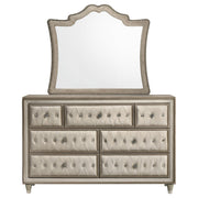 Antonella 7-drawer Upholstered Dresser with Mirror Ivory - 223523M