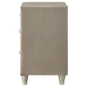 Antonella Upholstered 3-drawer Nightstand Ivory and Camel - 223522