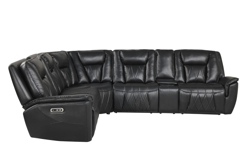 Apex - Black Power Recliner Sectional with Power Headrest, Storage Console, Wireless Charger, Cup Holder, Zero Gravity and USB Charger - S426-Sectional