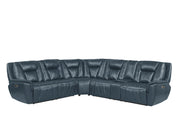 Apex - Blue Power Recliner Sectional with Power Headrest, Storage Console, Wireless Charger, Cup Holder, Zero Gravity and USB Charger - S427-Sectional