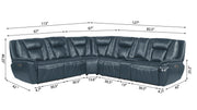 Apex - Blue Power Recliner Sectional with Power Headrest, Storage Console, Wireless Charger, Cup Holder, Zero Gravity and USB Charger - S427-Sectional