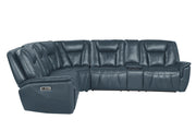 Apex - Blue Power Recliner Sectional with Power Headrest, Storage Console, Wireless Charger, Cup Holder, Zero Gravity and USB Charger - S427-Sectional
