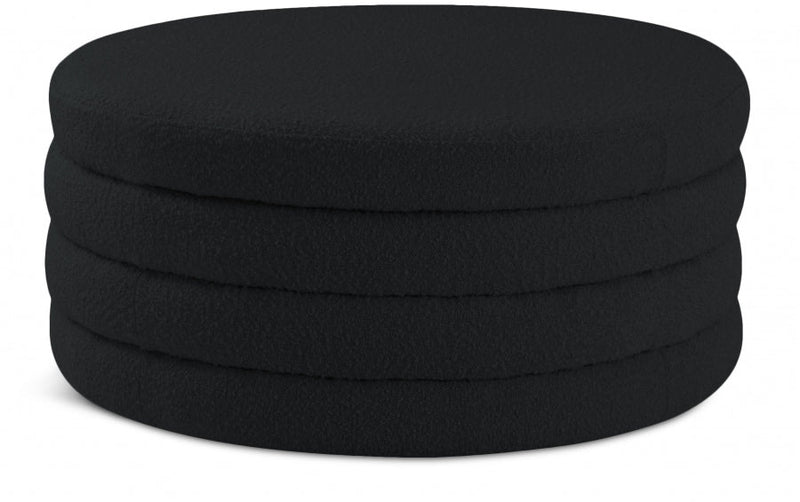 Aphia Boucle Fabric Upholstered Ottoman in Black - 154Black