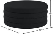 Aphia Boucle Fabric Upholstered Ottoman in Black - 154Black