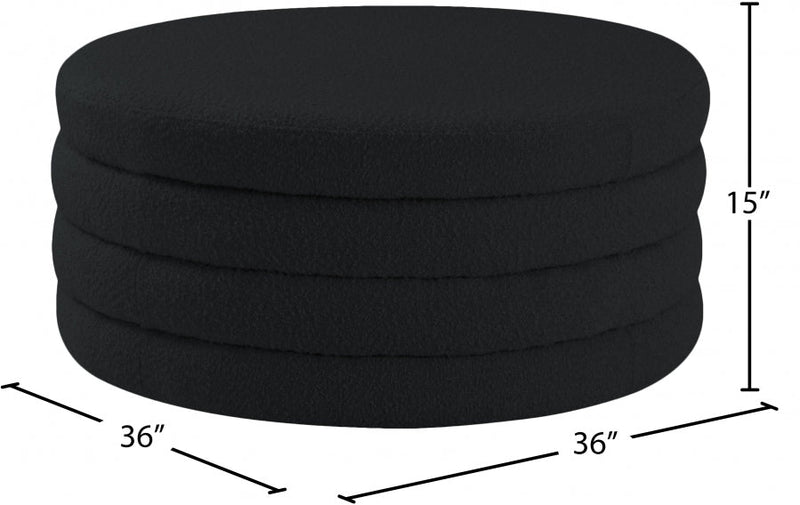 Aphia Boucle Fabric Upholstered Ottoman in Black - 154Black