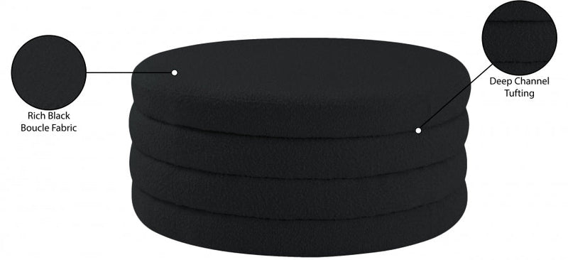 Aphia Boucle Fabric Upholstered Ottoman in Black - 154Black