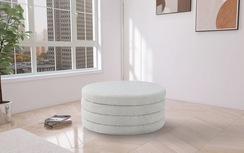 Aphia Boucle Fabric Upholstered Ottoman in Cream - 154Cream