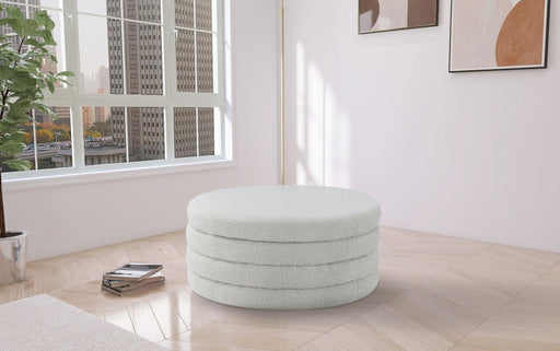 Aphia Boucle Fabric Upholstered Ottoman in Cream - 154Cream