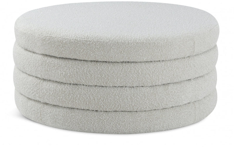 Aphia Boucle Fabric Upholstered Ottoman in Cream - 154Cream