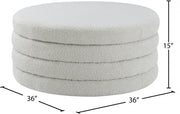 Aphia Boucle Fabric Upholstered Ottoman in Cream - 154Cream