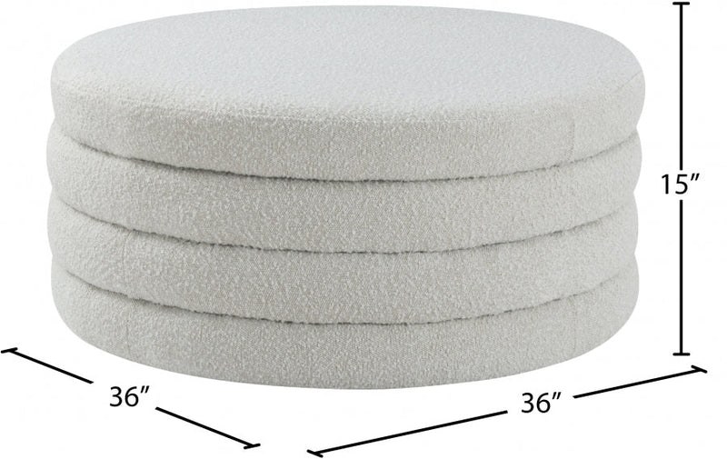 Aphia Boucle Fabric Upholstered Ottoman in Cream - 154Cream
