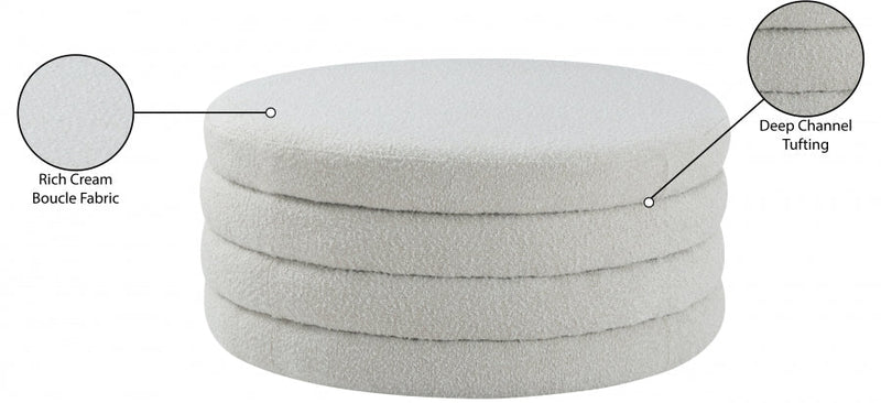 Aphia Boucle Fabric Upholstered Ottoman in Cream - 154Cream