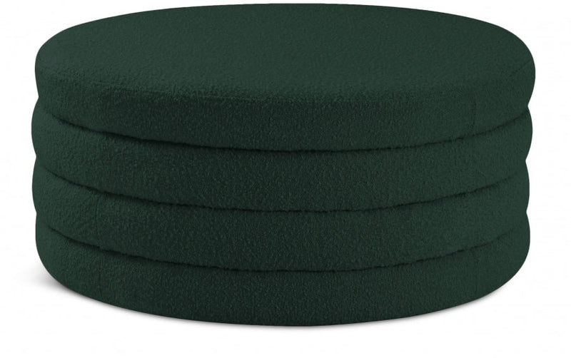 Aphia Boucle Fabric Upholstered Ottoman in Green - 154Green