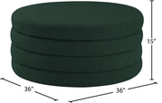 Aphia Boucle Fabric Upholstered Ottoman in Green - 154Green