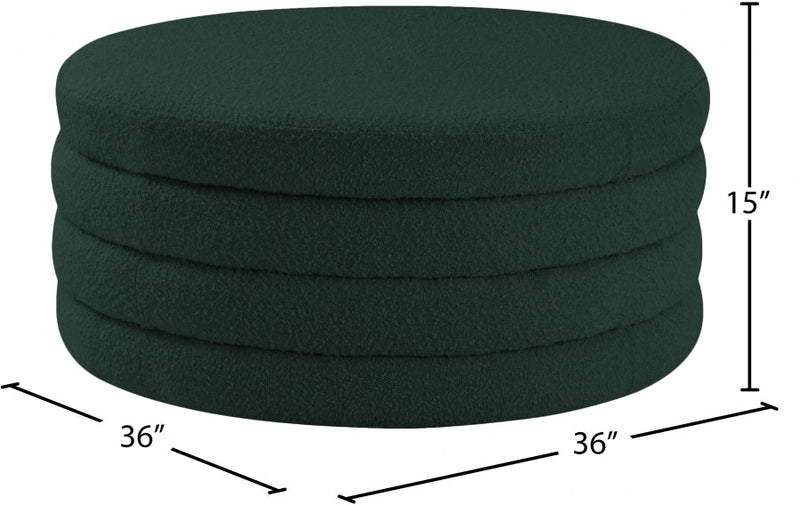 Aphia Boucle Fabric Upholstered Ottoman in Green - 154Green