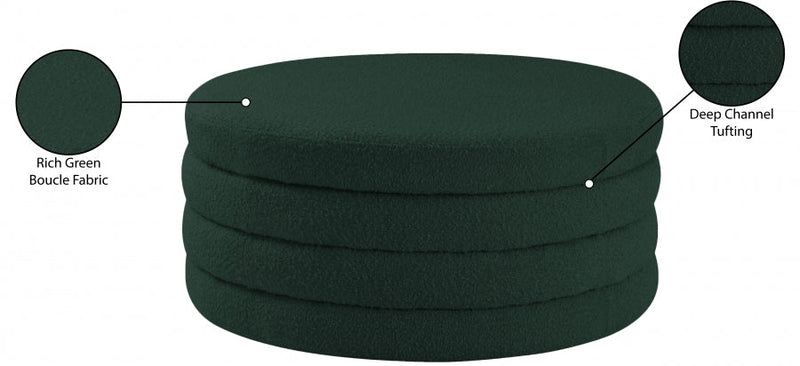 Aphia Boucle Fabric Upholstered Ottoman in Green - 154Green