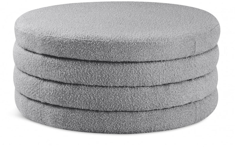 Aphia Boucle Fabric Upholstered Ottoman in Grey - 154Grey
