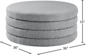 Aphia Boucle Fabric Upholstered Ottoman in Grey - 154Grey