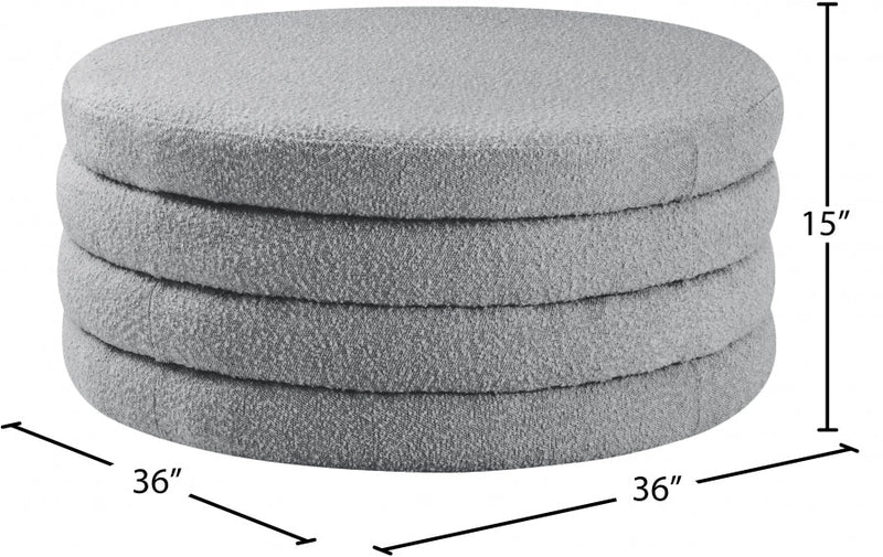 Aphia Boucle Fabric Upholstered Ottoman in Grey - 154Grey