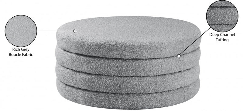 Aphia Boucle Fabric Upholstered Ottoman in Grey - 154Grey