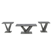 Apollo - 3PC Gray Faux Marble Coffee Table Set, Coffee Table and 2 End Tables - T615-3PC-Set