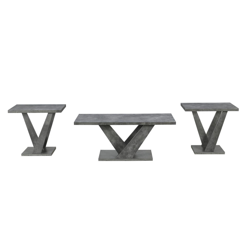 Apollo - 3PC Gray Faux Marble Coffee Table Set, Coffee Table and 2 End Tables - T615-3PC-Set