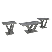Apollo - 3PC Gray Faux Marble Coffee Table Set, Coffee Table and 2 End Tables - T615-3PC-Set