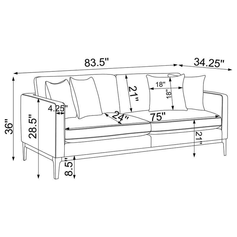 Apperson 3-piece Upholstered Track Arm Sofa Set Light Grey - 508681-S3
