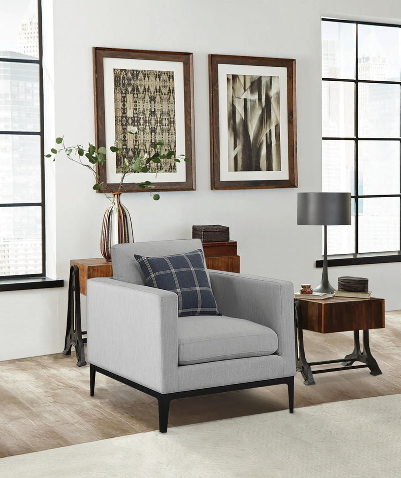Apperson Upholstered Track Arm Accent Chair Light Grey - 508683