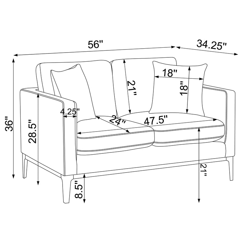 Apperson Upholstered Track Arm Loveseat Light Grey - 508682
