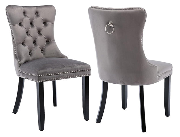 Arabella Accent Chair L.Grey Velvet, Set of 2 - 4902S-LG