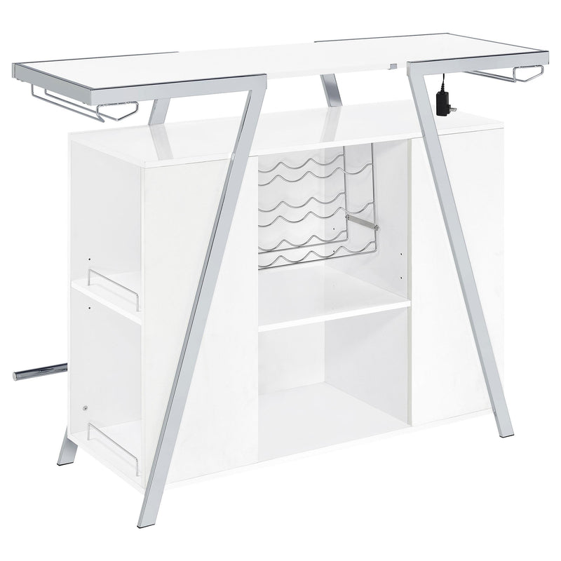 Araceli Freestanding LED Home Bar Cabinet White High Gloss - 182355