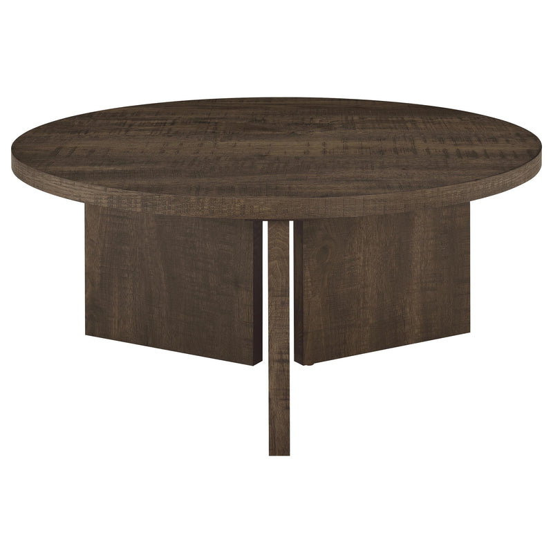 Aragon 3-Piece Round Coffee and End Table Set Dark Rustic Mango - 706658-S3
