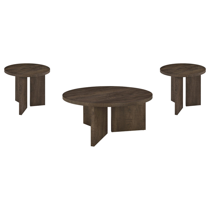 Aragon 3-Piece Round Coffee and End Table Set Dark Rustic Mango - 706658-S3
