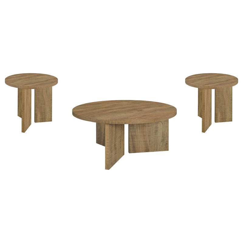 Aragon 3-Piece Round Coffee and End Table Set Mango - 706668-S3