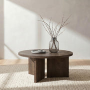 Aragon Round Panel Base Coffee Table Dark Rustic Mango - 706658