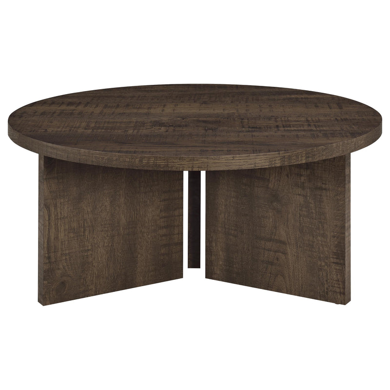 Aragon Round Panel Base Coffee Table Dark Rustic Mango - 706658
