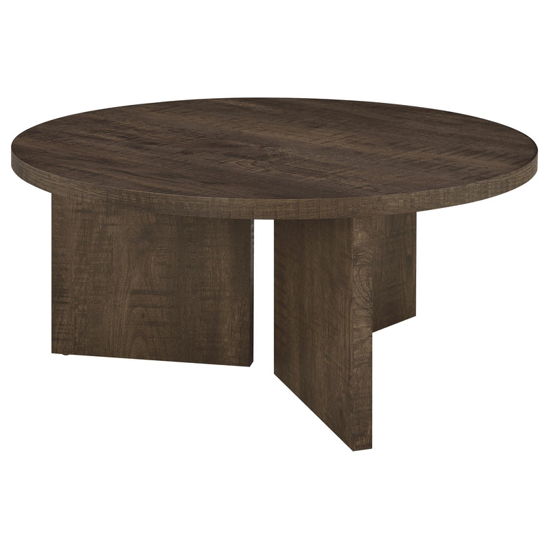 Aragon Round Panel Base Coffee Table Dark Rustic Mango - 706658