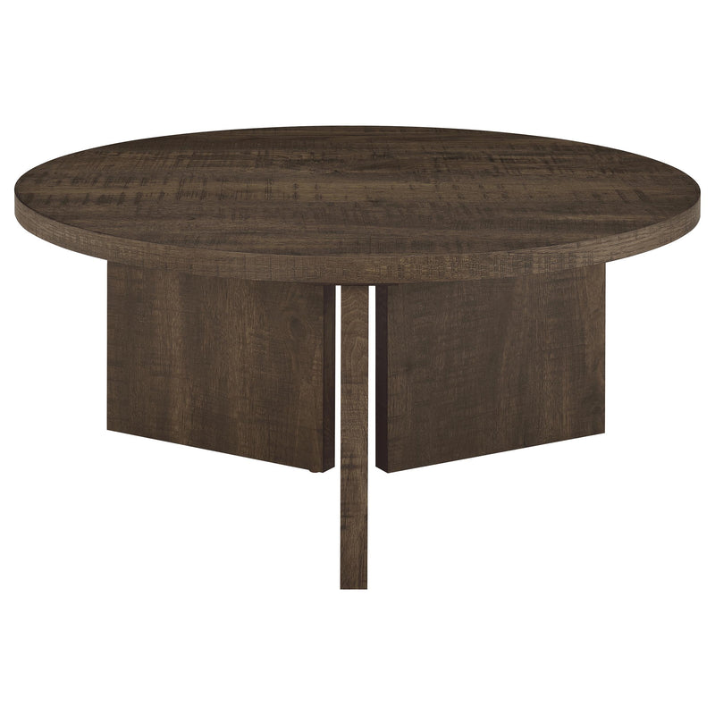 Aragon Round Panel Base Coffee Table Dark Rustic Mango - 706658