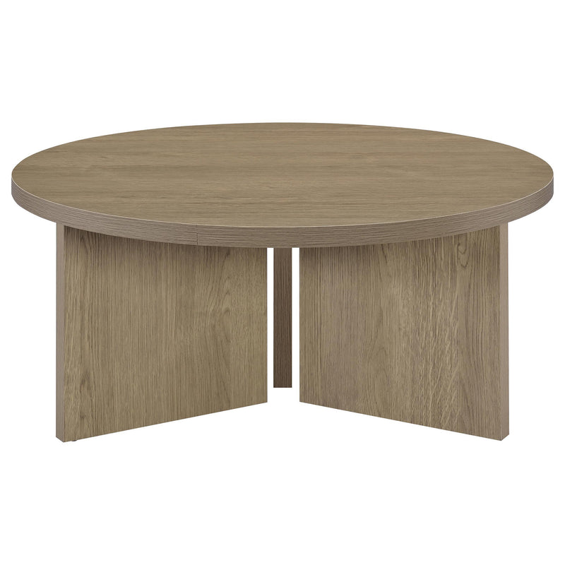 Aragon Round Panel Base Coffee Table Latte - 706678