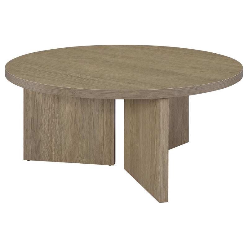 Aragon Round Panel Base Coffee Table Latte - 706678