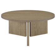 Aragon Round Panel Base Coffee Table Latte - 706678