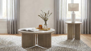 Aragon Round Panel Base Coffee Table Latte - 706678