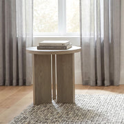 Aragon Round Panel Base End Table Latte - 706677
